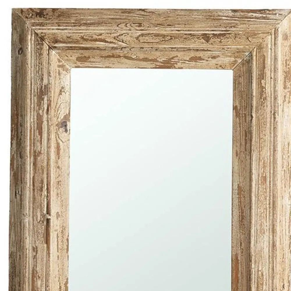 39" Natural Distressed Wood Framed Accent Mirror - GreatEagleInc