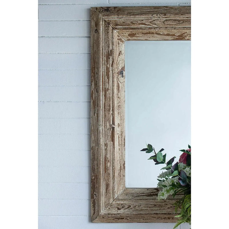 39" Natural Distressed Wood Framed Accent Mirror - GreatEagleInc