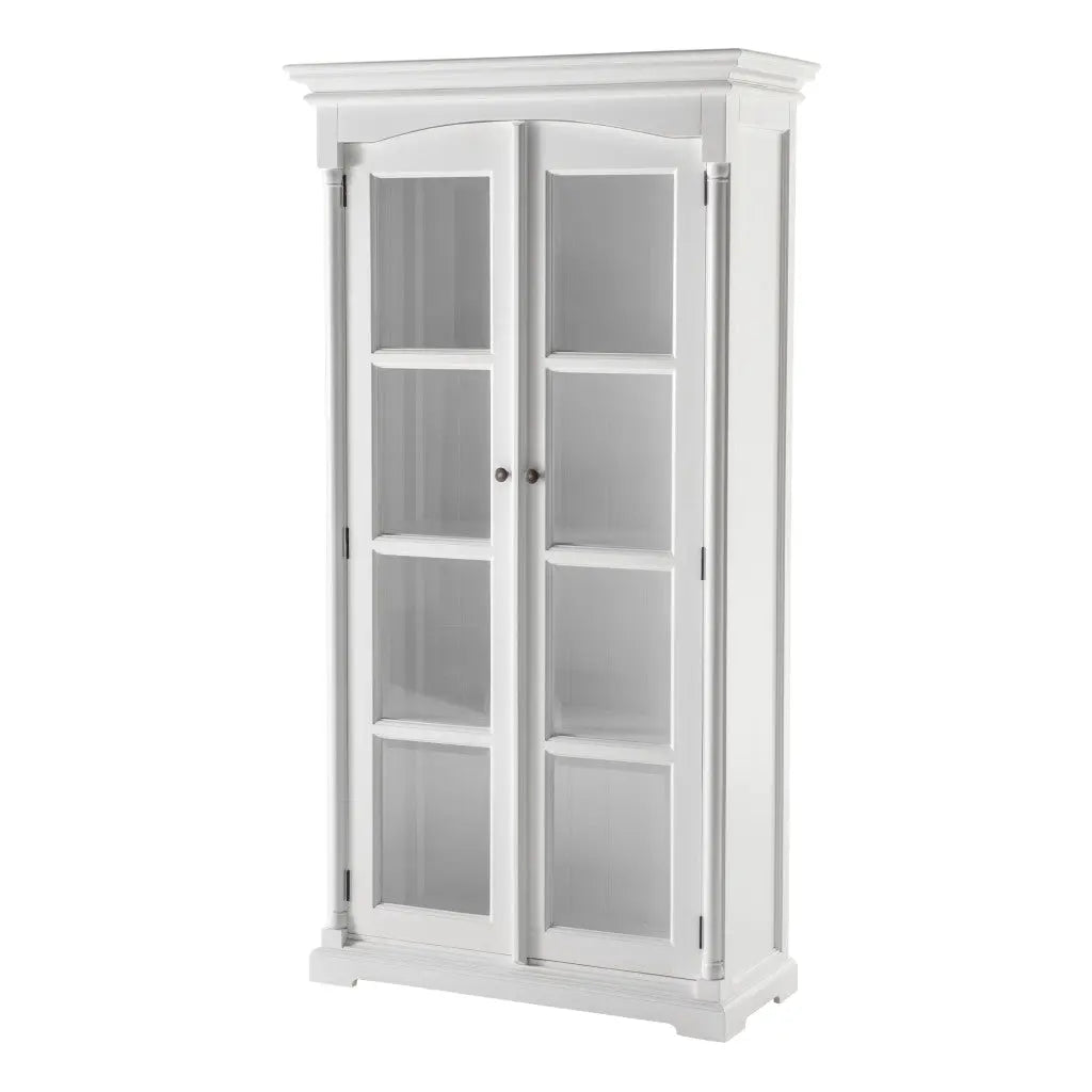 39" Off White Solid Wood Frame Curio Cabinet With Glass Doors Homeroots Kitchen & Dining