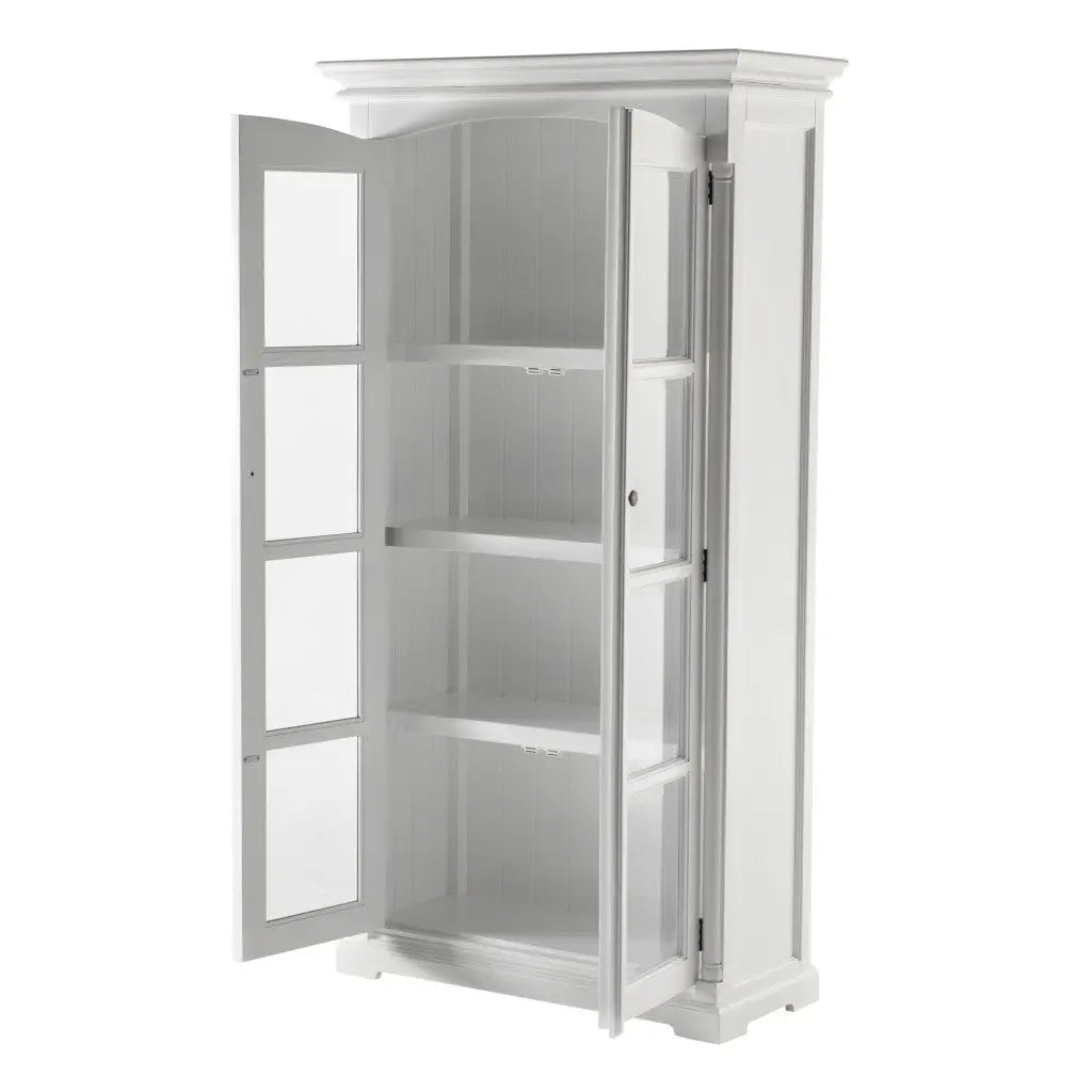 39" Off White Solid Wood Frame Curio Cabinet With Glass Doors Homeroots Kitchen & Dining