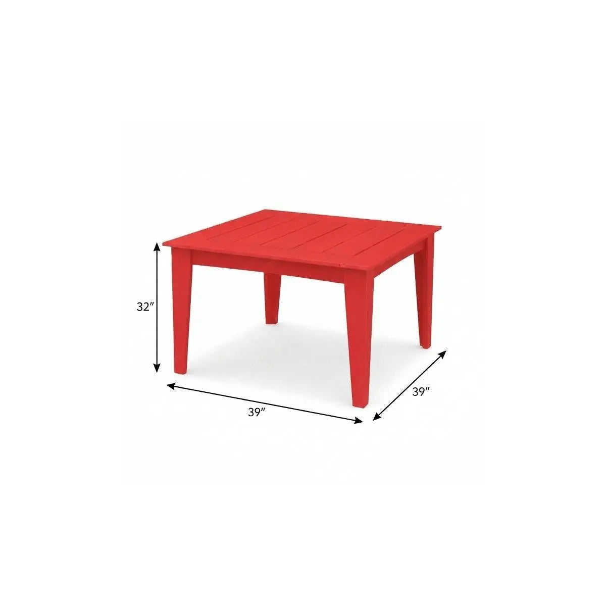 39" Red Heavy Duty Plastic Square Outdoor Dining Table Homeroots Outdoor