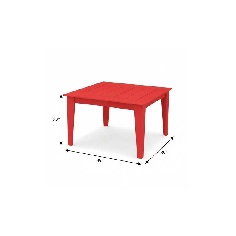 39" Red Heavy Duty Plastic Square Outdoor Dining Table Homeroots Outdoor