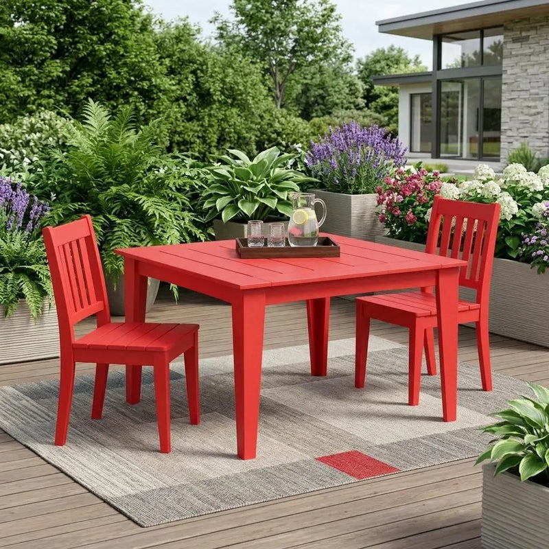 39" Red Heavy Duty Plastic Square Outdoor Dining Table Homeroots Outdoor