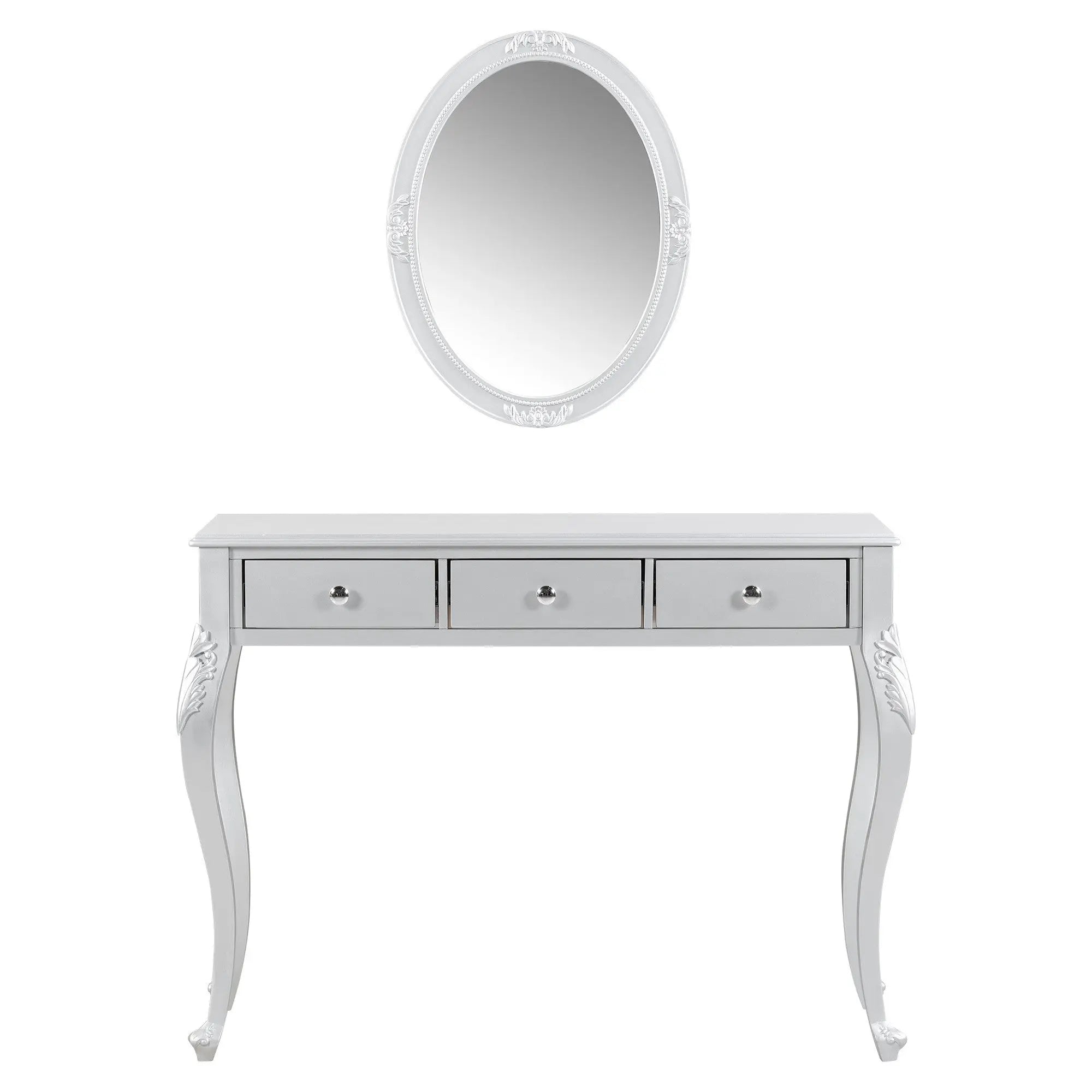39" Silver Wood Mirrored Three Drawer Vanity Table Homeroots Living Room
