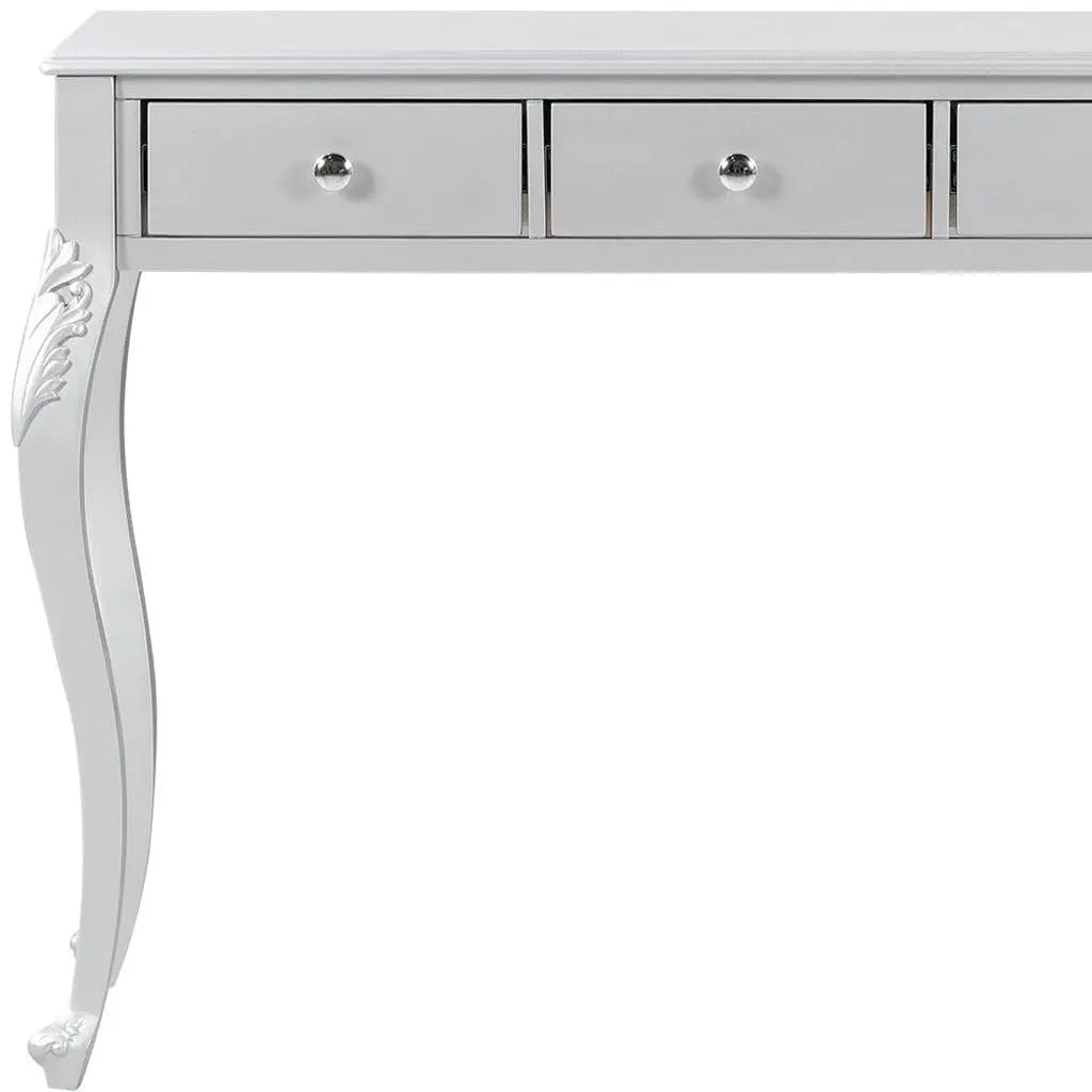 39" Silver Wood Mirrored Three Drawer Vanity Table Homeroots Living Room