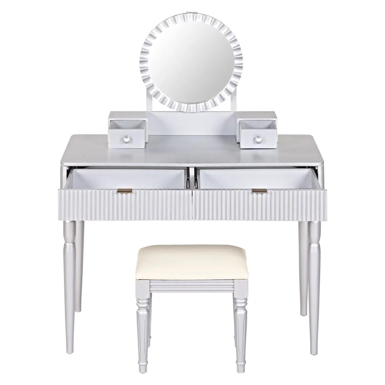 39" Silver Wood Mirrored Vanity Table Homeroots Living Room