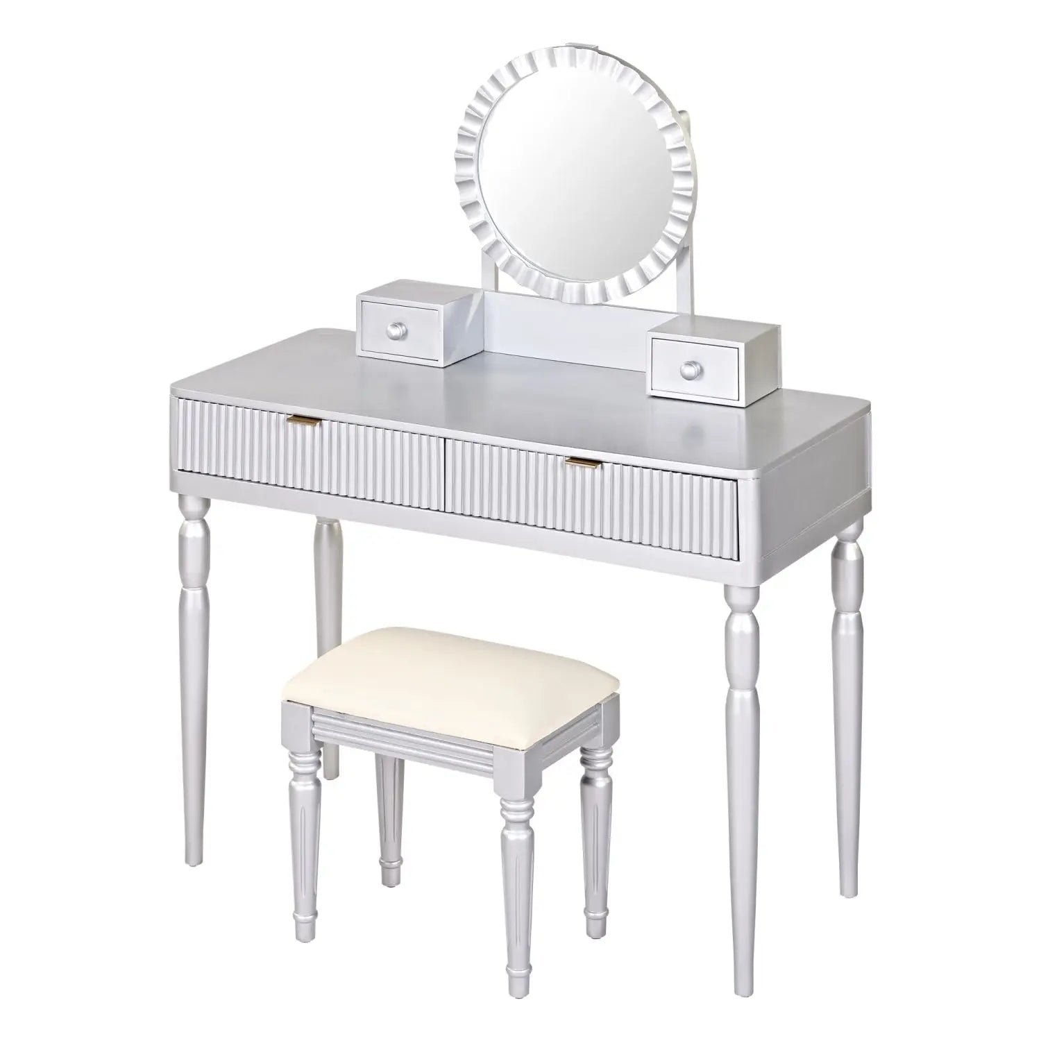 39" Silver Wood Mirrored Vanity Table Homeroots Living Room