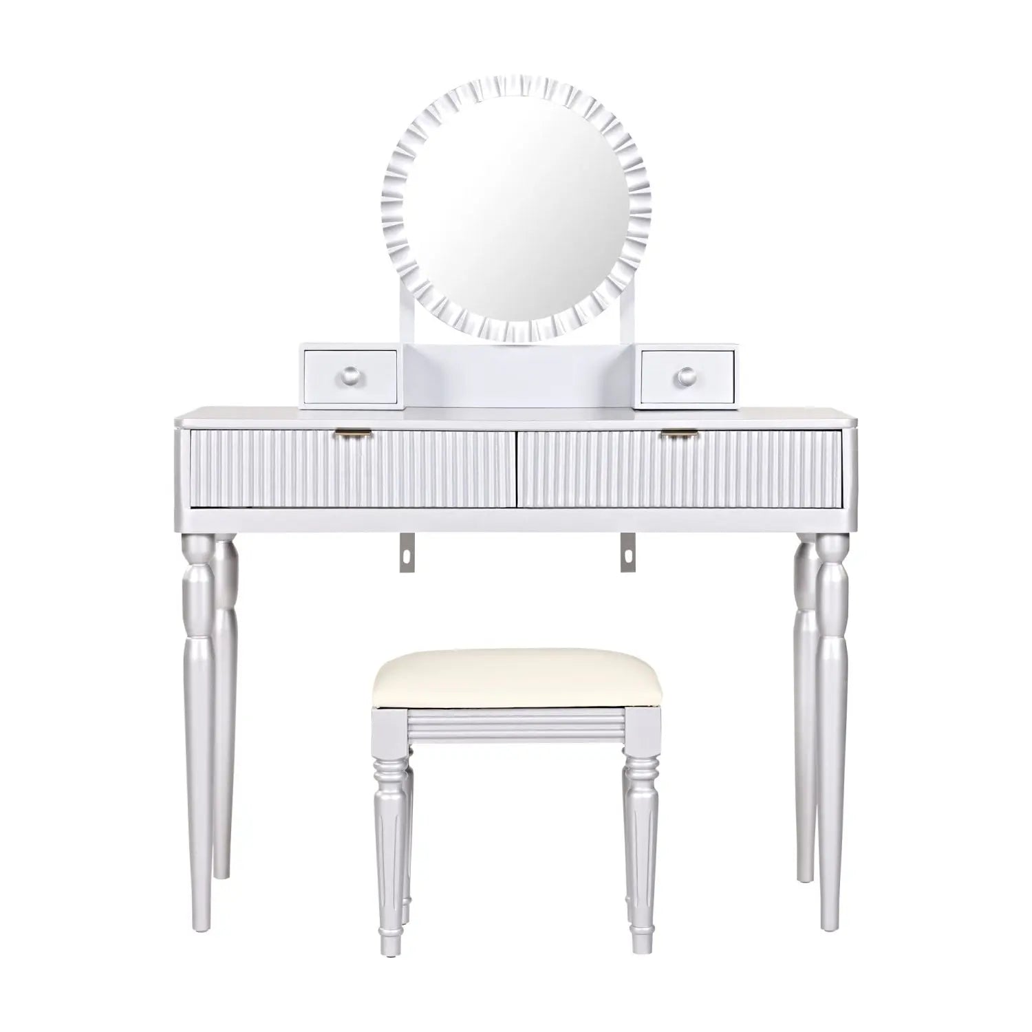39" Silver Wood Mirrored Vanity Table Homeroots Living Room