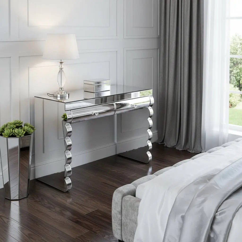 39" Silver Wood Vanity Table Homeroots Living Room