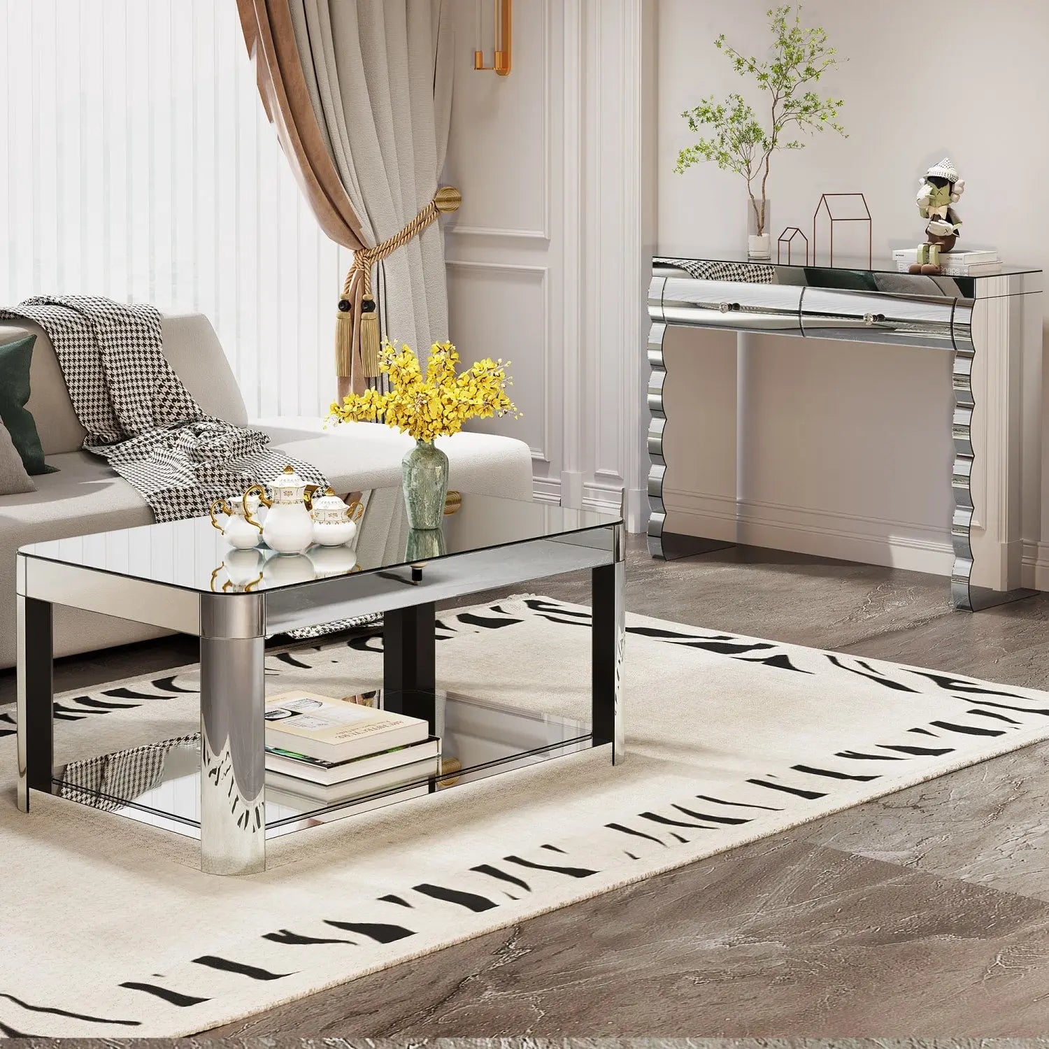 39" Silver Wood Vanity Table Homeroots Living Room