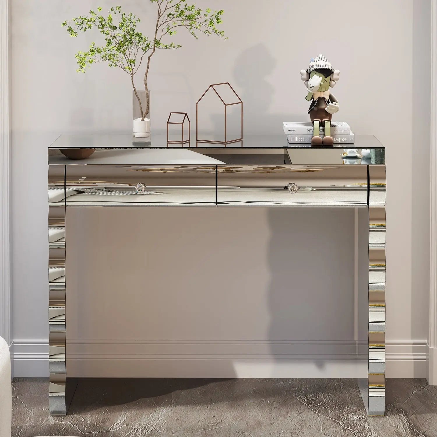 39" Silver Wood Vanity Table Homeroots Living Room