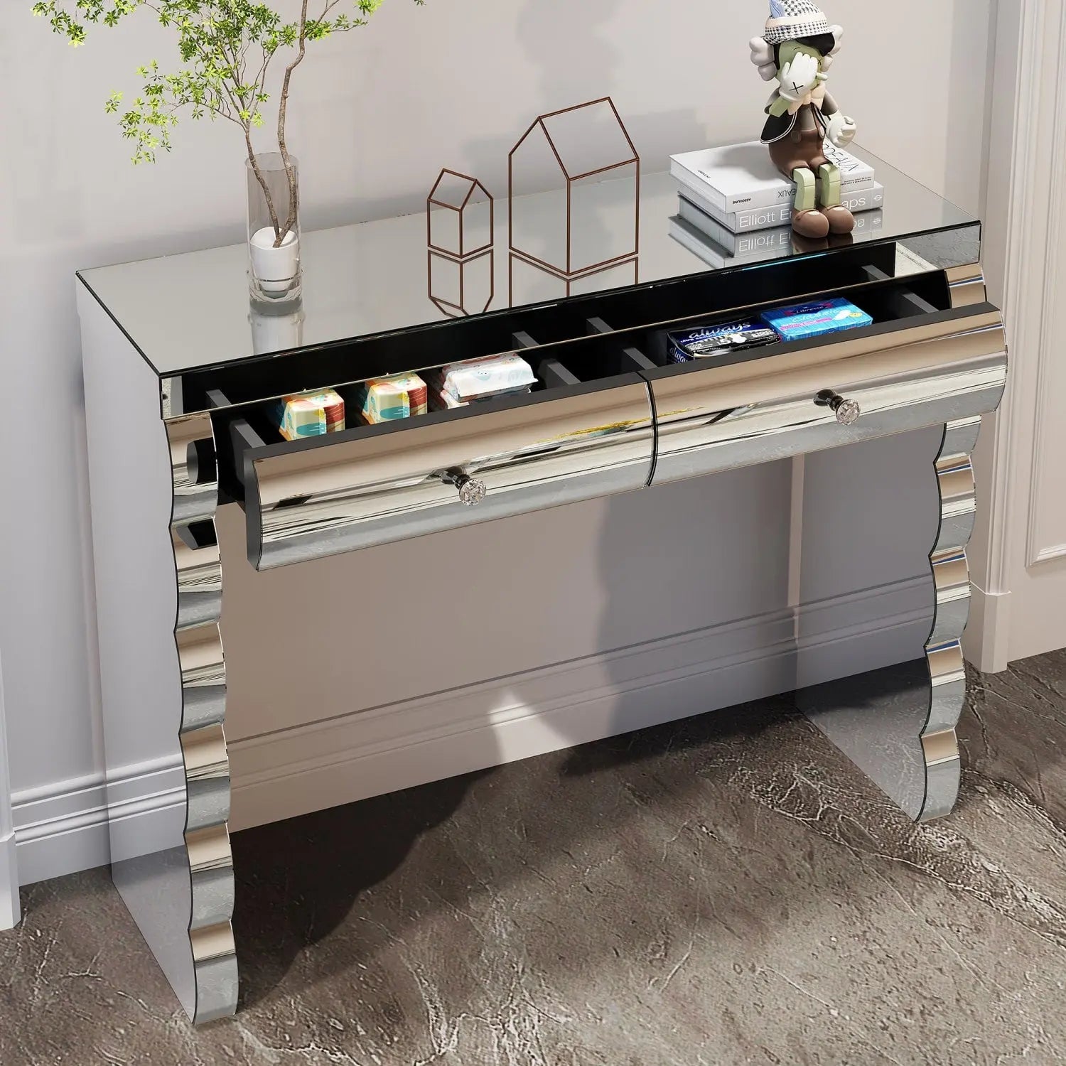 39" Silver Wood Vanity Table Homeroots Living Room
