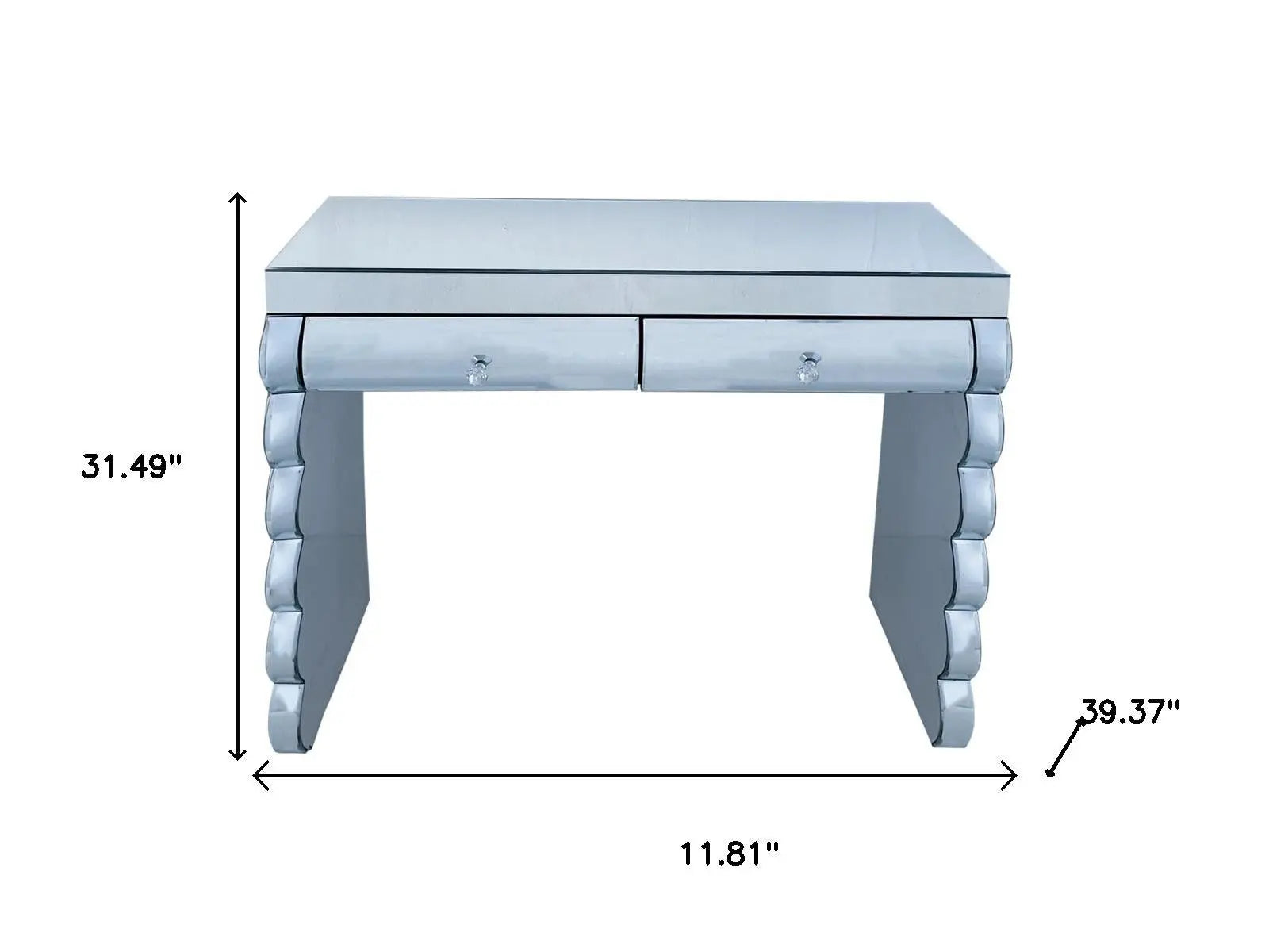 39" Silver Wood Vanity Table Homeroots Living Room