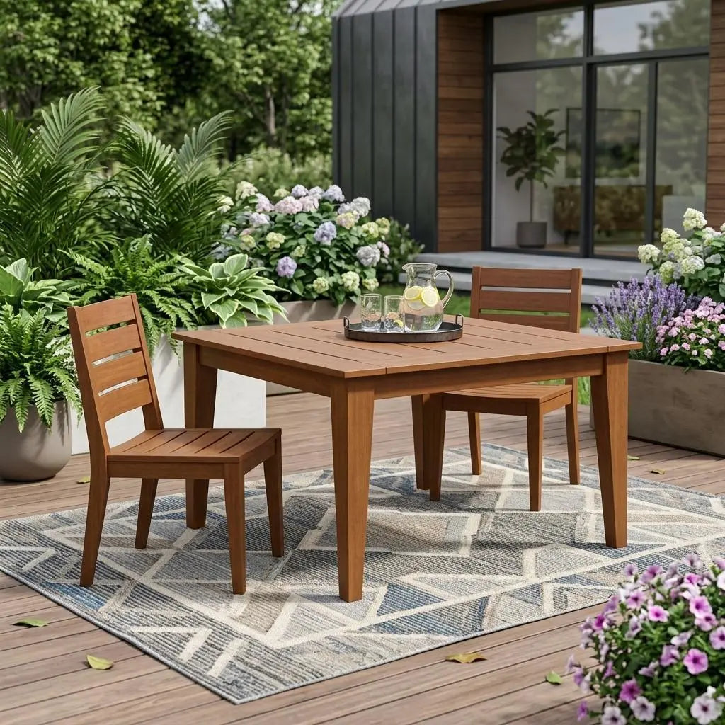 39" Walnut Heavy Duty Plastic Square Outdoor Dining Table Homeroots Outdoor