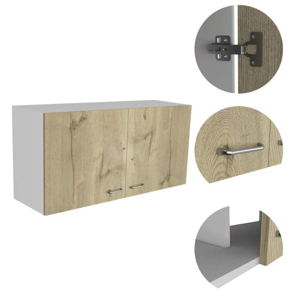 39" White And Light Oak Standard Accent Cabinet With One Shelf - GreatEagleInc