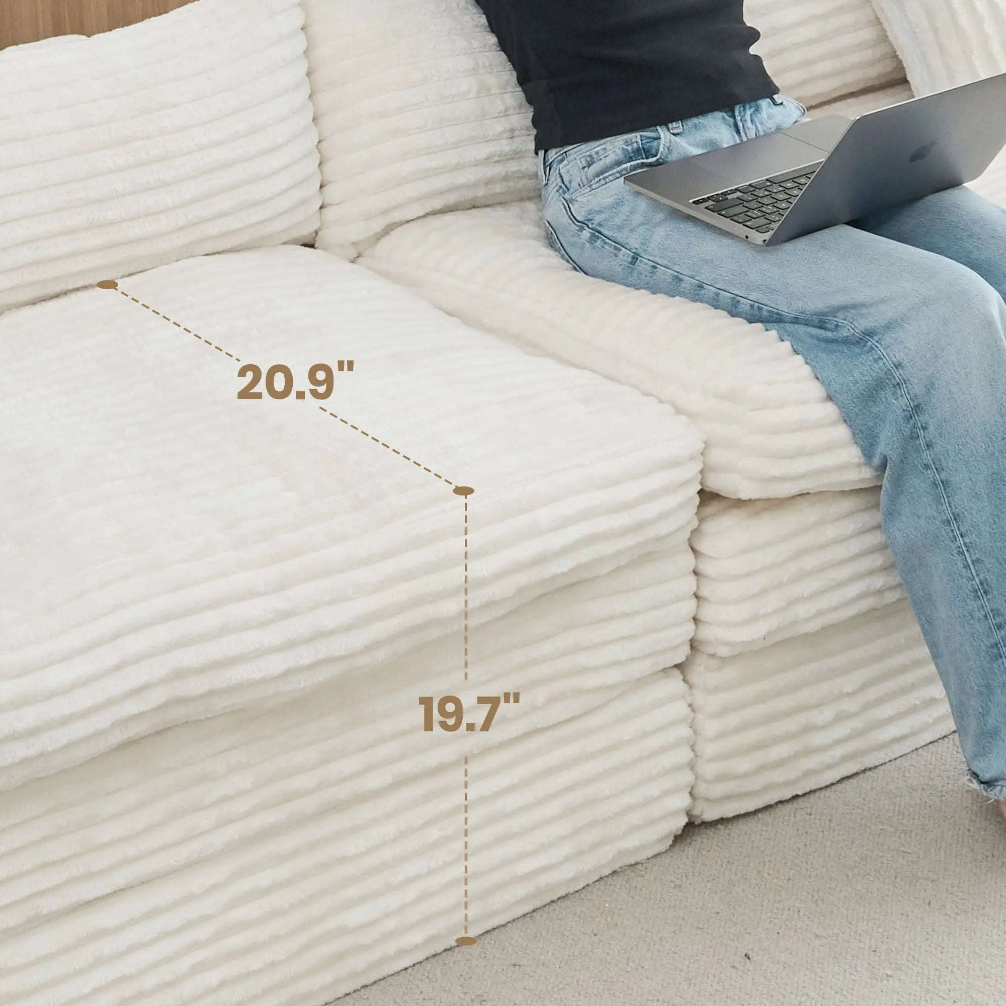 39" White Corduroy Lounge Chair Homeroots Living Room