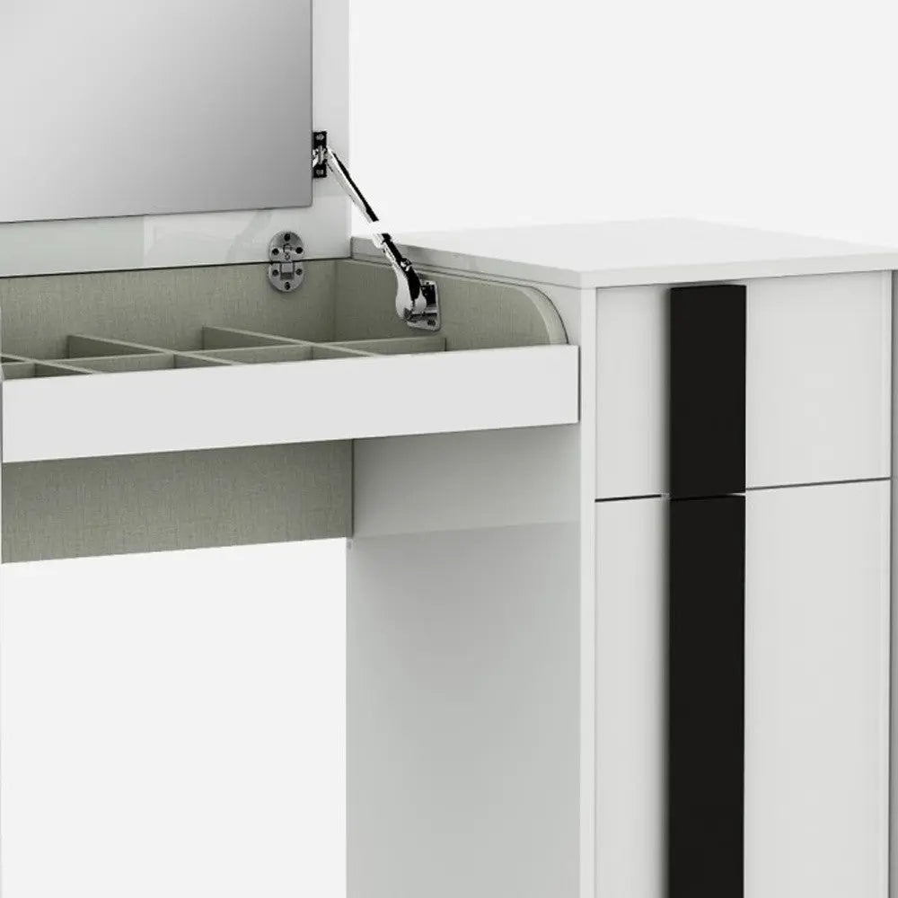 39" White Single Drawer Vanity Chest With Mirror Homeroots Bed & Bath