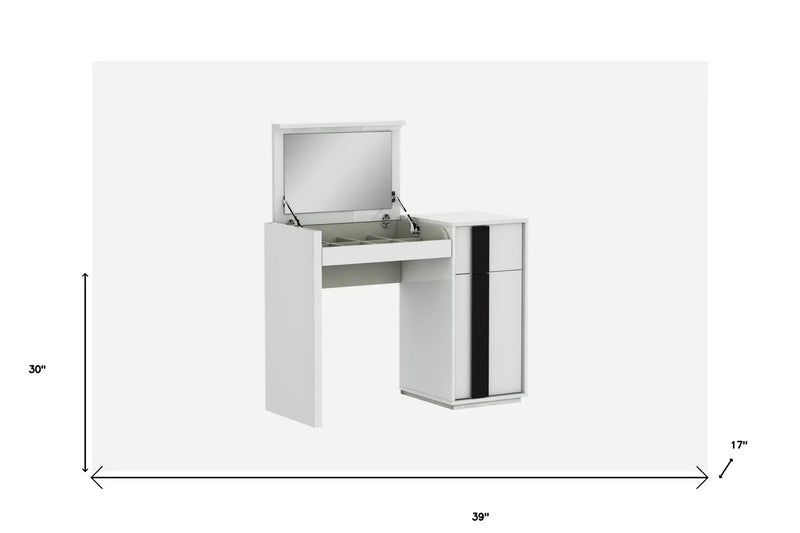 39" White Single Drawer Vanity Chest With Mirror Homeroots Bed & Bath