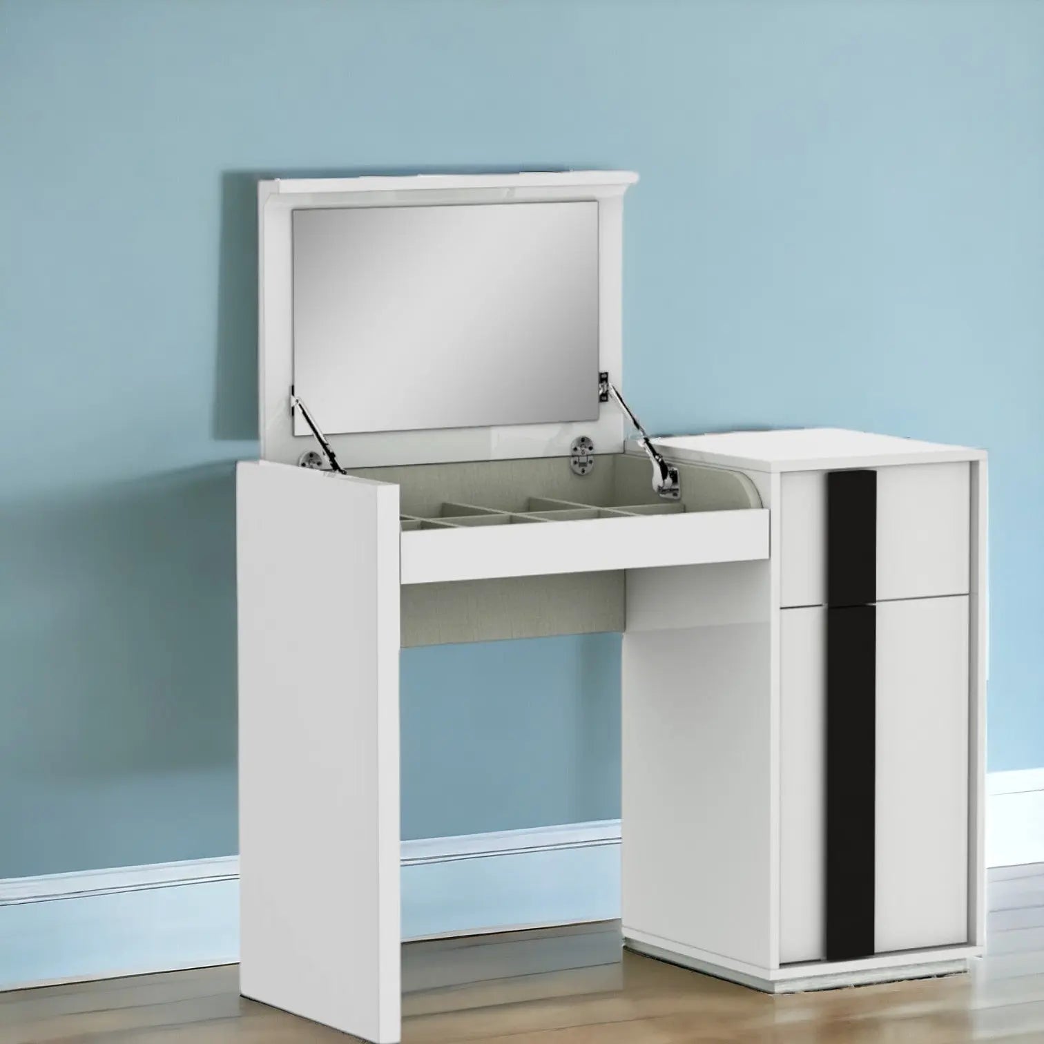 39" White Single Drawer Vanity Chest With Mirror Homeroots Bed & Bath