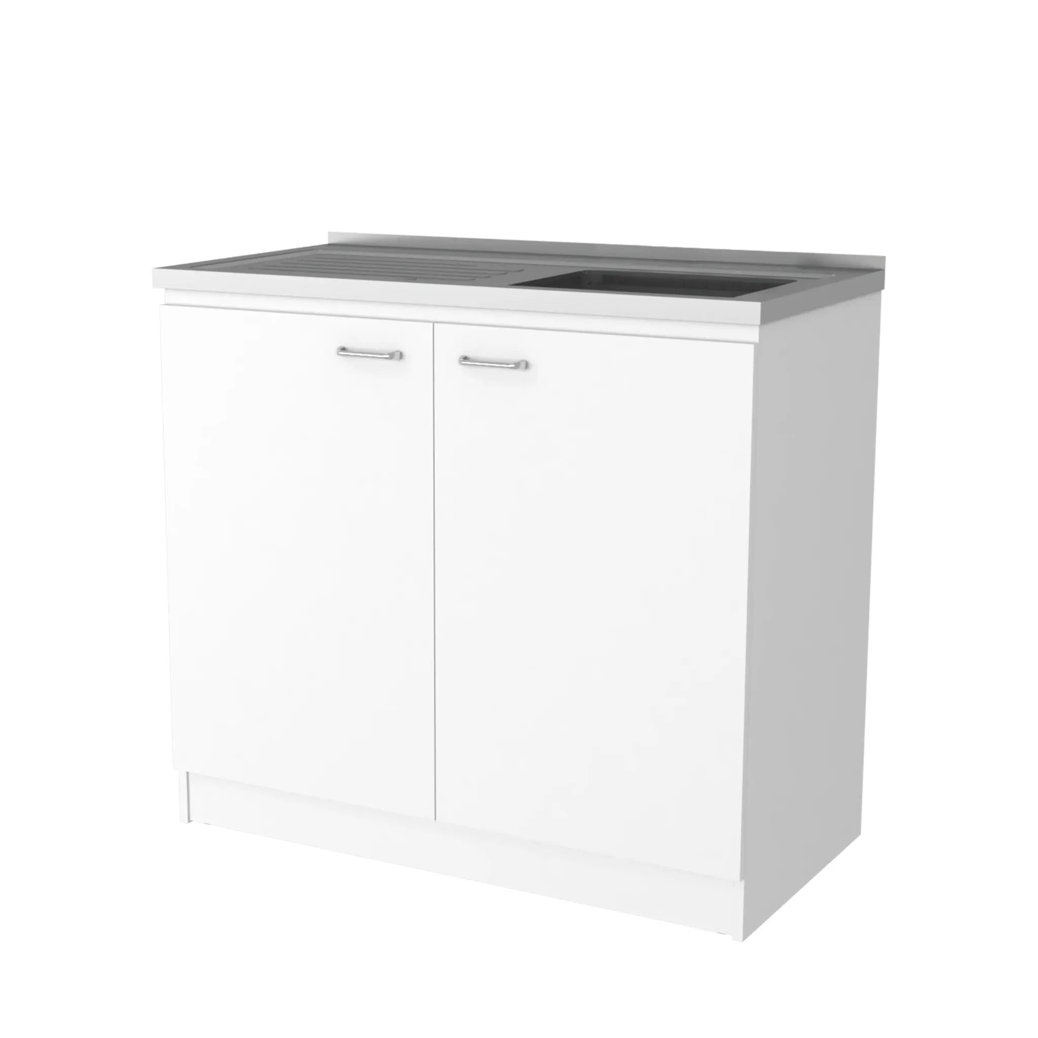 39" White Stainless Steel Accent Cabinet With Two Shelves Homeroots Kitchen & Dining
