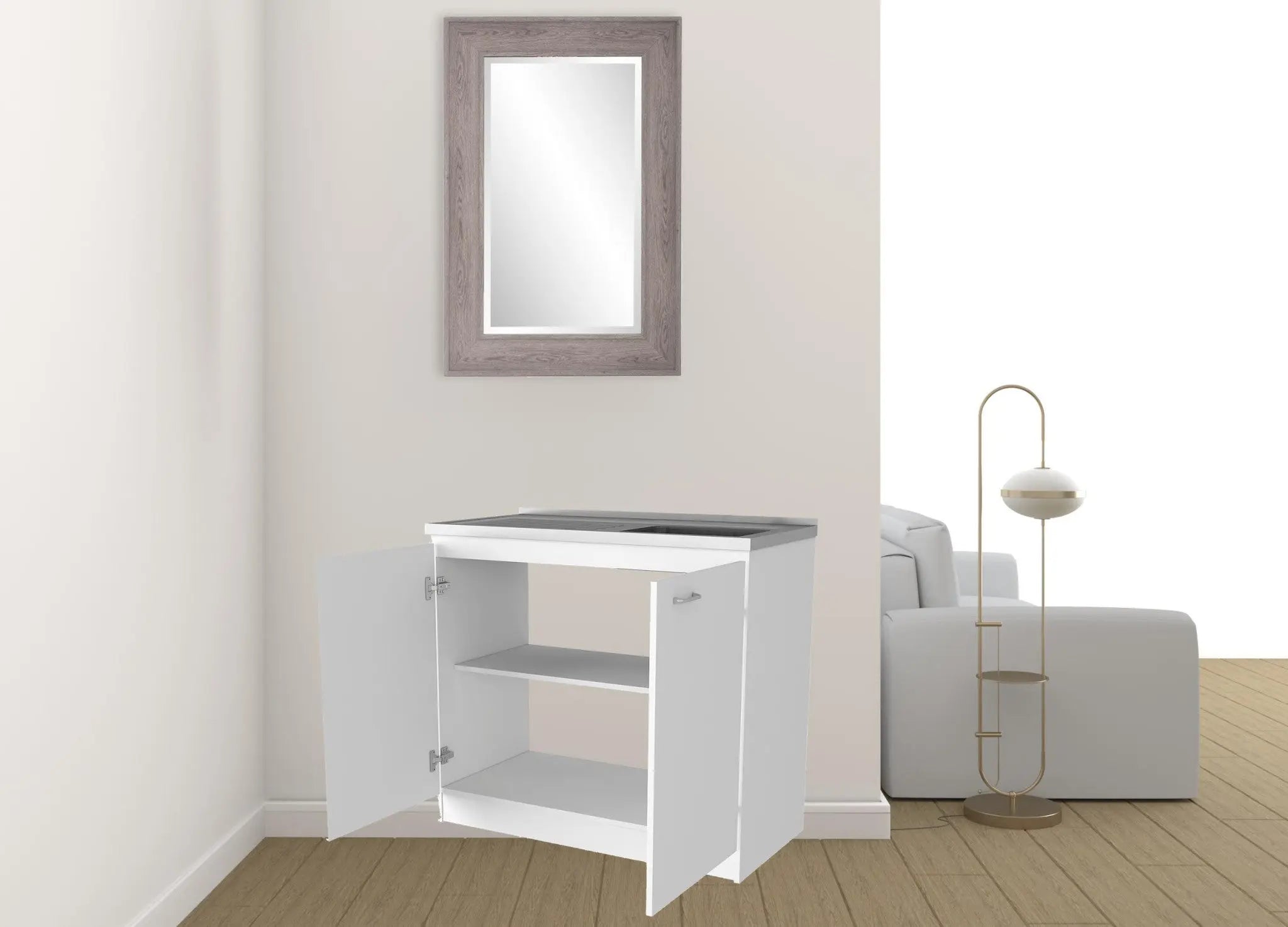 39" White Stainless Steel Accent Cabinet With Two Shelves Homeroots Kitchen & Dining
