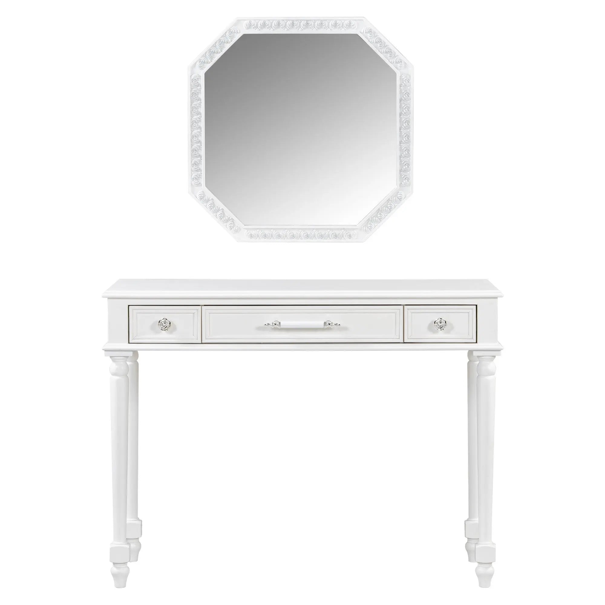 39" White Wood Mirrored Vanity Table Homeroots Living Room