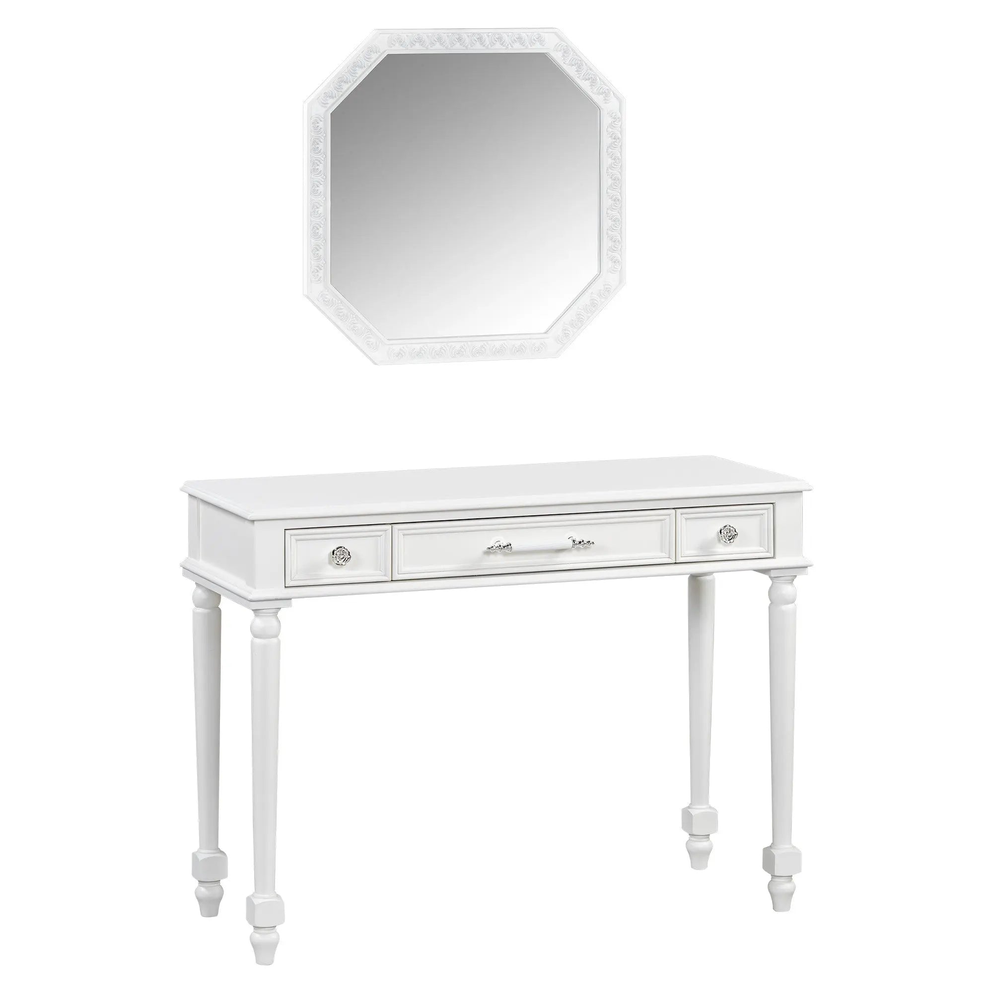 39" White Wood Mirrored Vanity Table Homeroots Living Room