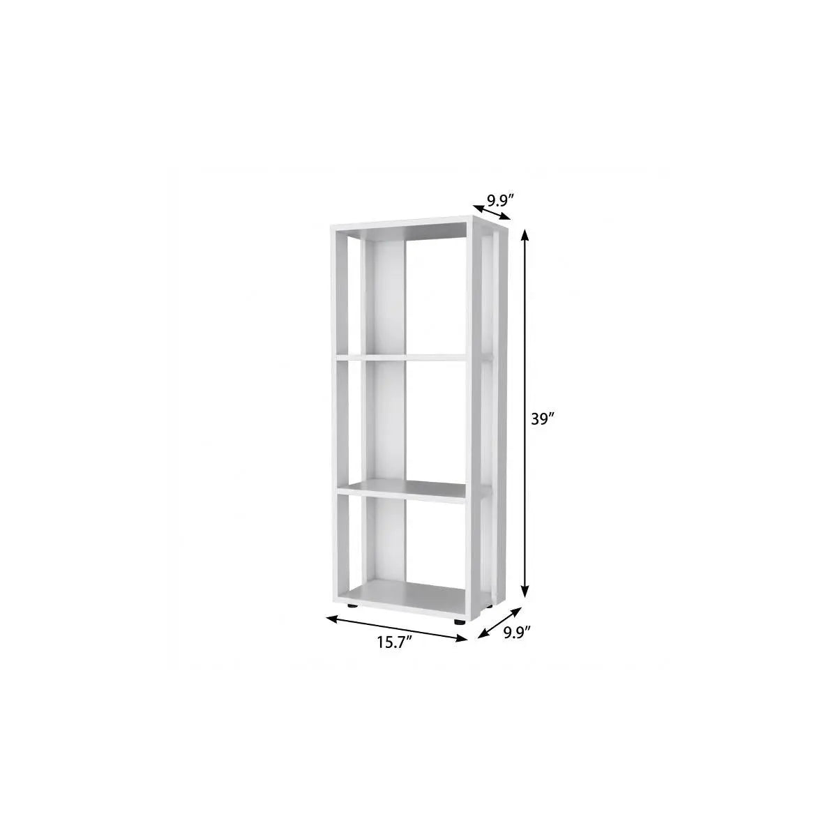 39" White Wood Three Tier Bookcase Homeroots Office