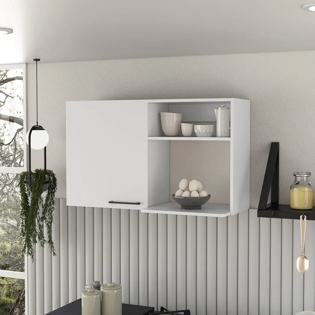 39" White Wood Wall Mounted Accent Cabinet With Single Door Homeroots Kitchen & Dining