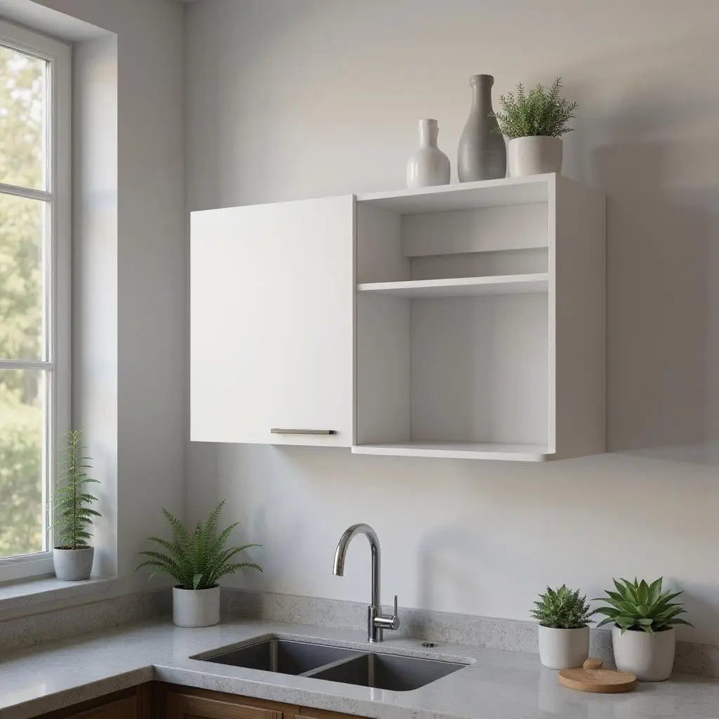 39" White Wood Wall Mounted Accent Cabinet With Single Door Homeroots Kitchen & Dining