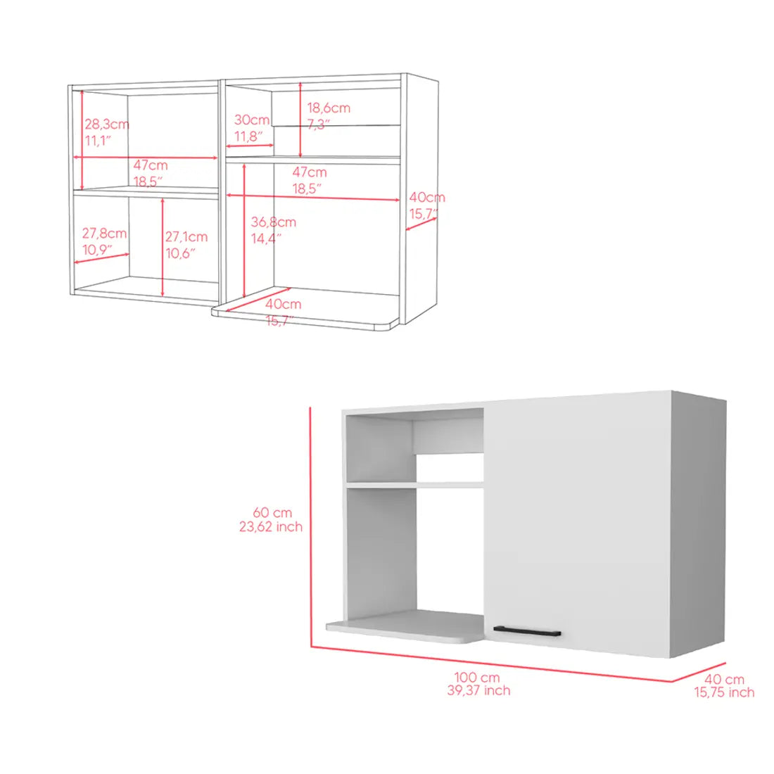 39" White Wood Wall Mounted Accent Cabinet With Single Door Homeroots Kitchen & Dining