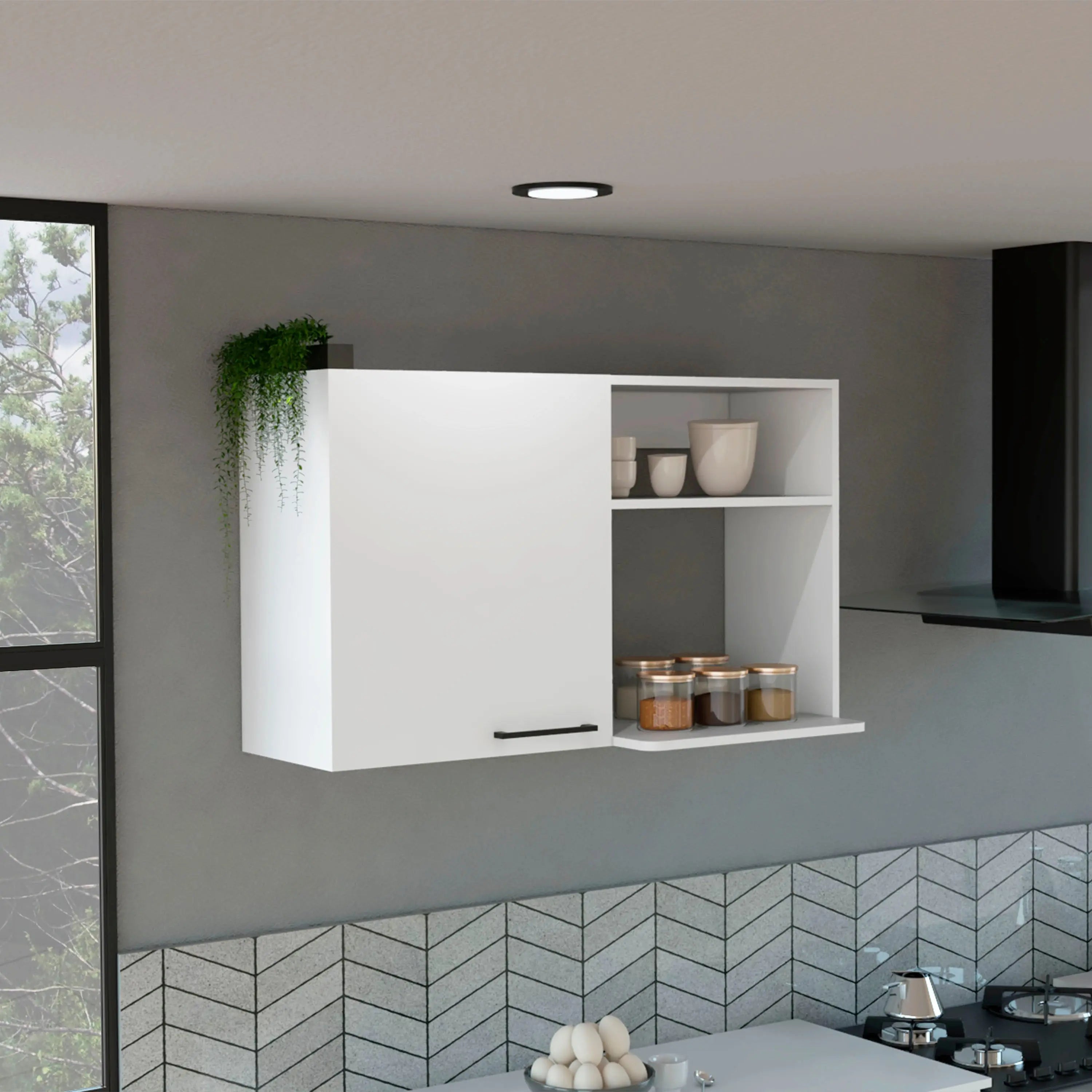 39" White Wood Wall Mounted Accent Cabinet With Single Door Homeroots Kitchen & Dining