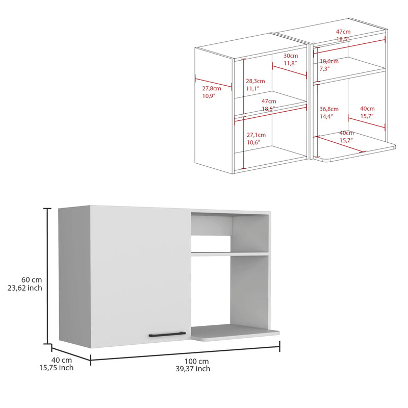 39" White Wood Wall Mounted Accent Cabinet With Single Door Homeroots Kitchen & Dining