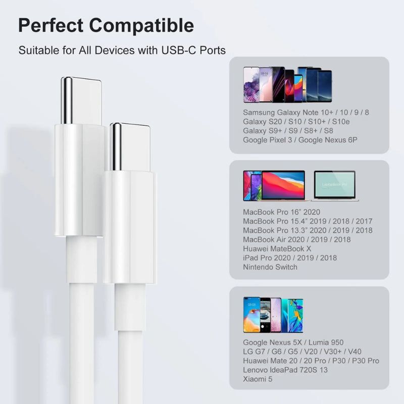3FT USB-C to USB-C Fast Charging Cable Indoor Outdoor