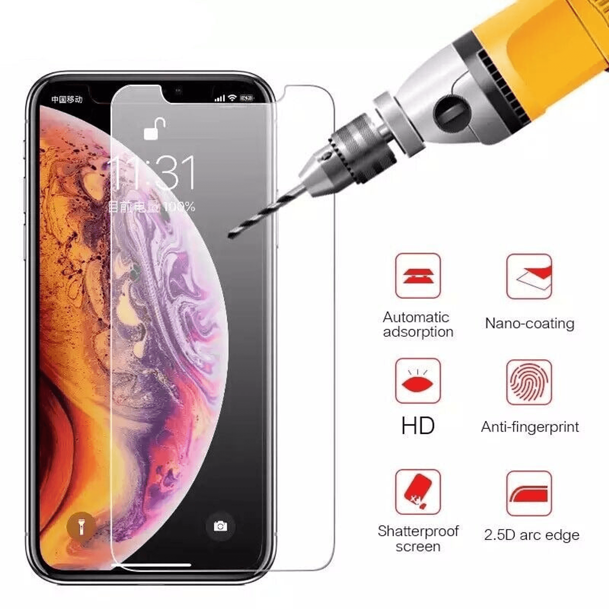 3Pcs Screen Protector Tempered Glass For iPhone XS Max Anti-Scratch Bubble Free Indoor Outdoor