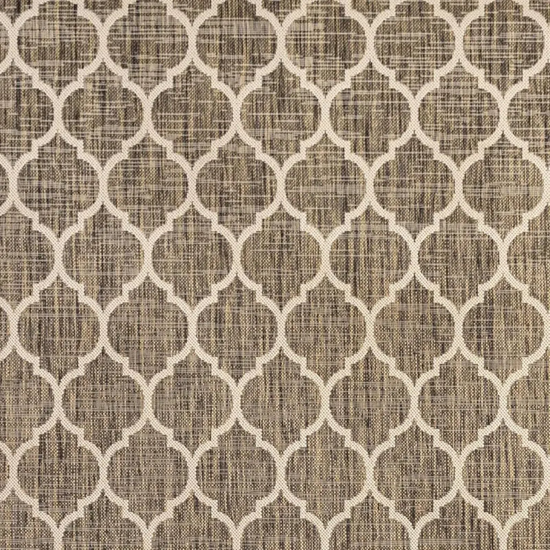 3' Brown And Beige Square Geometric Indoor Outdoor Area Rug - GreatEagleInc