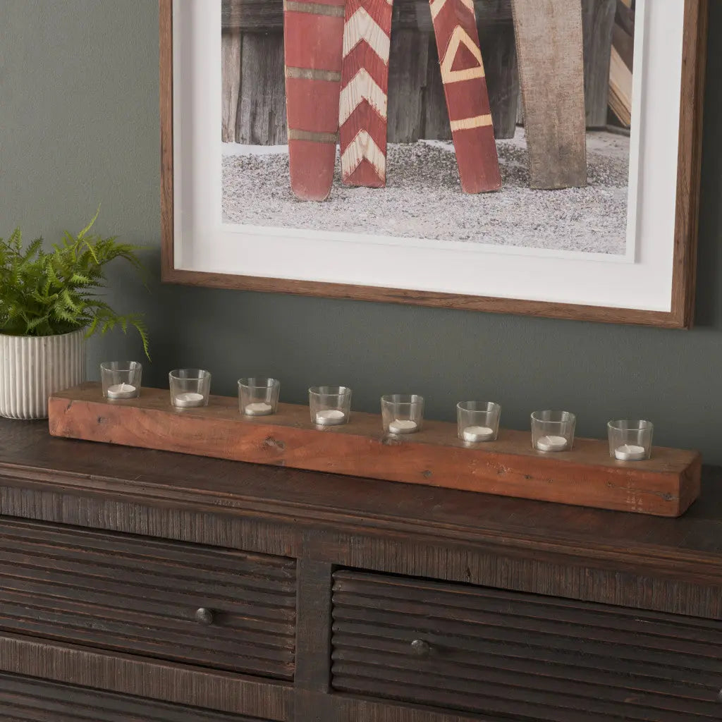 3" Brown Solid Wood Tabletop Votive Candle Holder Homeroots Home Decor