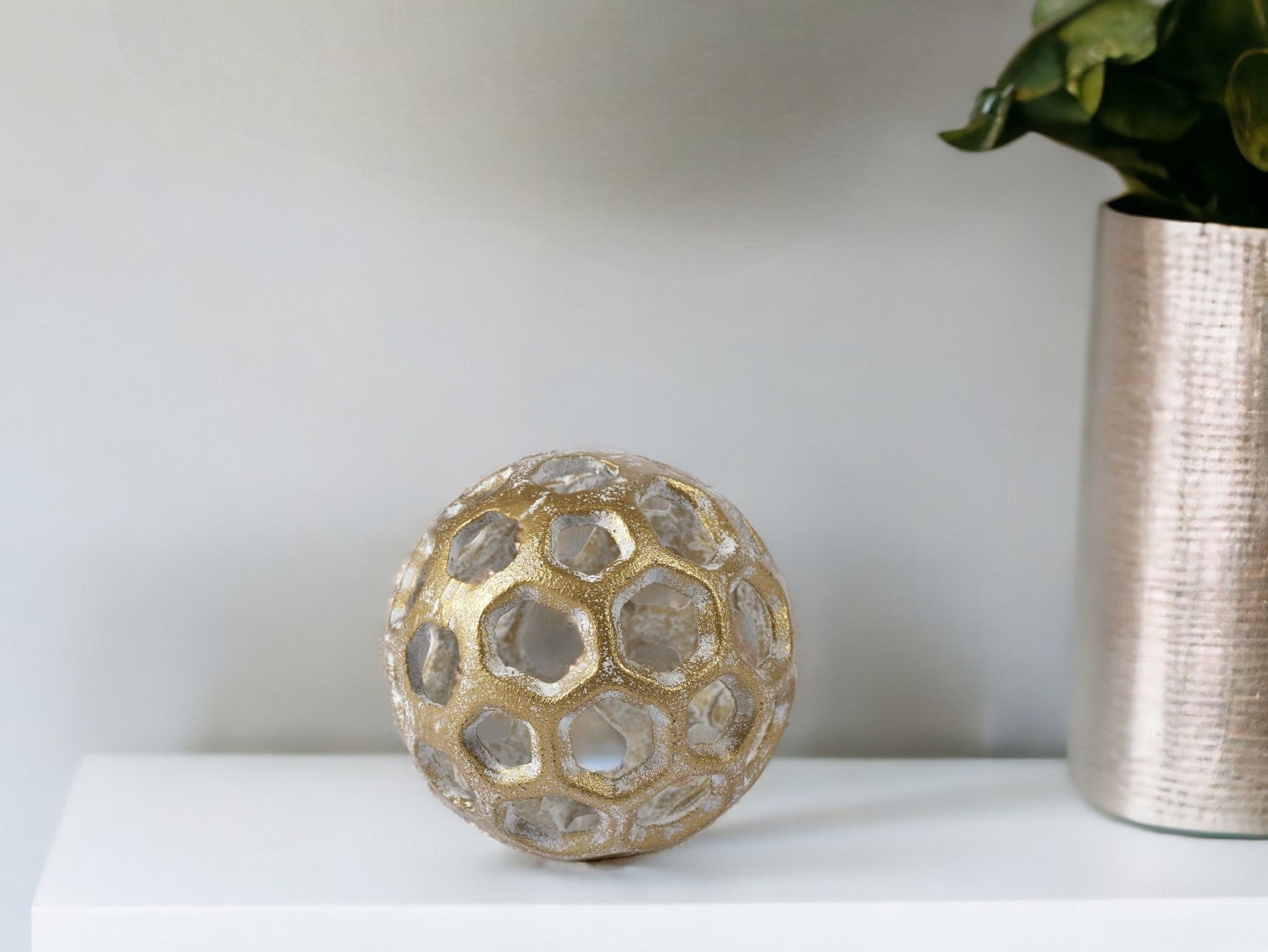 3" Gold Metal Decorative Orb Tabletop Sculpture Homeroots Home Decor