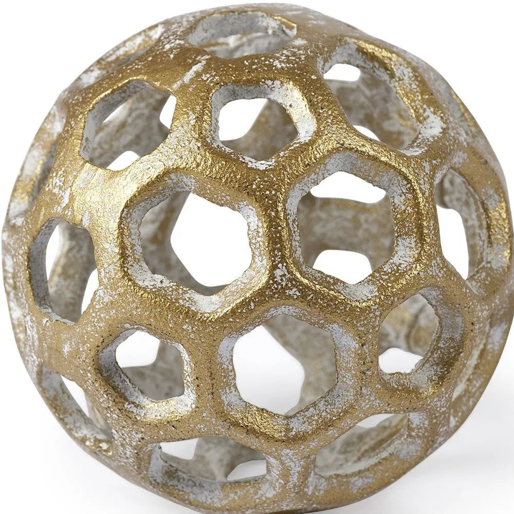 3" Gold Metal Decorative Orb Tabletop Sculpture Homeroots Home Decor