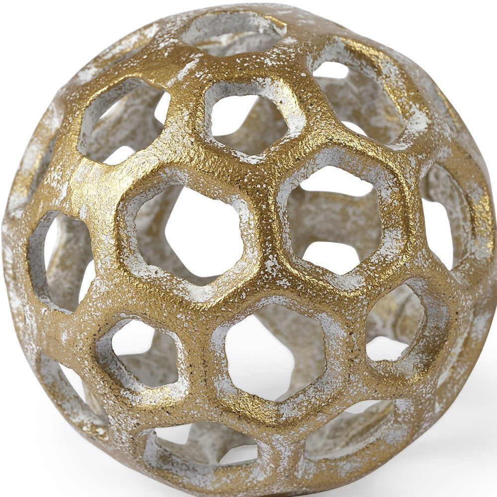 3" Gold Metal Decorative Orb Tabletop Sculpture Homeroots Home Decor