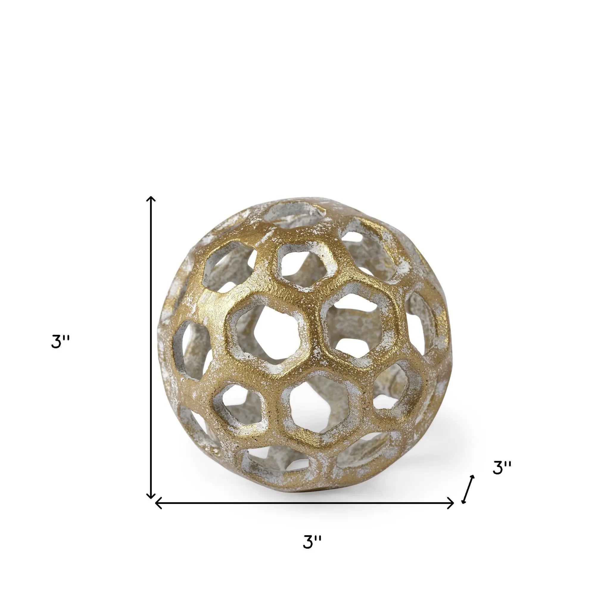 3" Gold Metal Decorative Orb Tabletop Sculpture Homeroots Home Decor