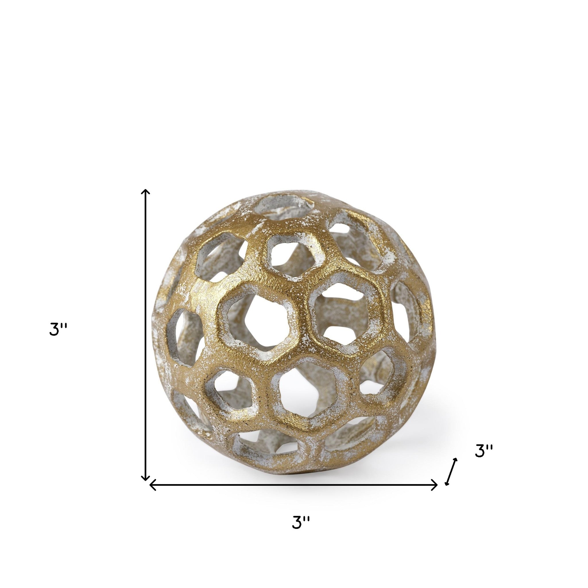 3" Gold Metal Decorative Orb Tabletop Sculpture Homeroots Home Decor