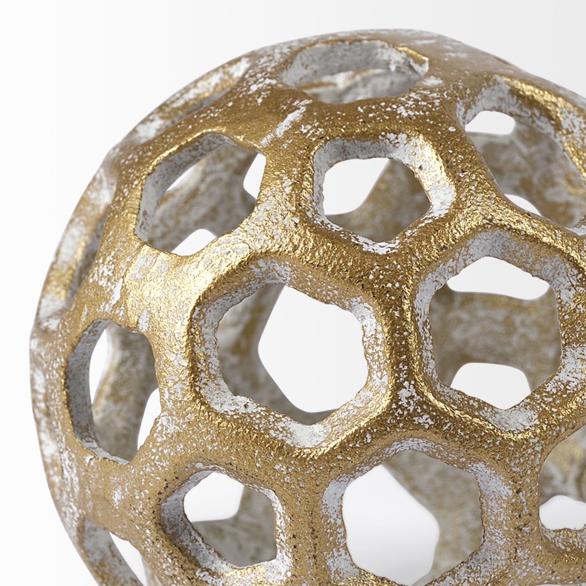 3" Gold Metal Decorative Orb Tabletop Sculpture Homeroots Home Decor