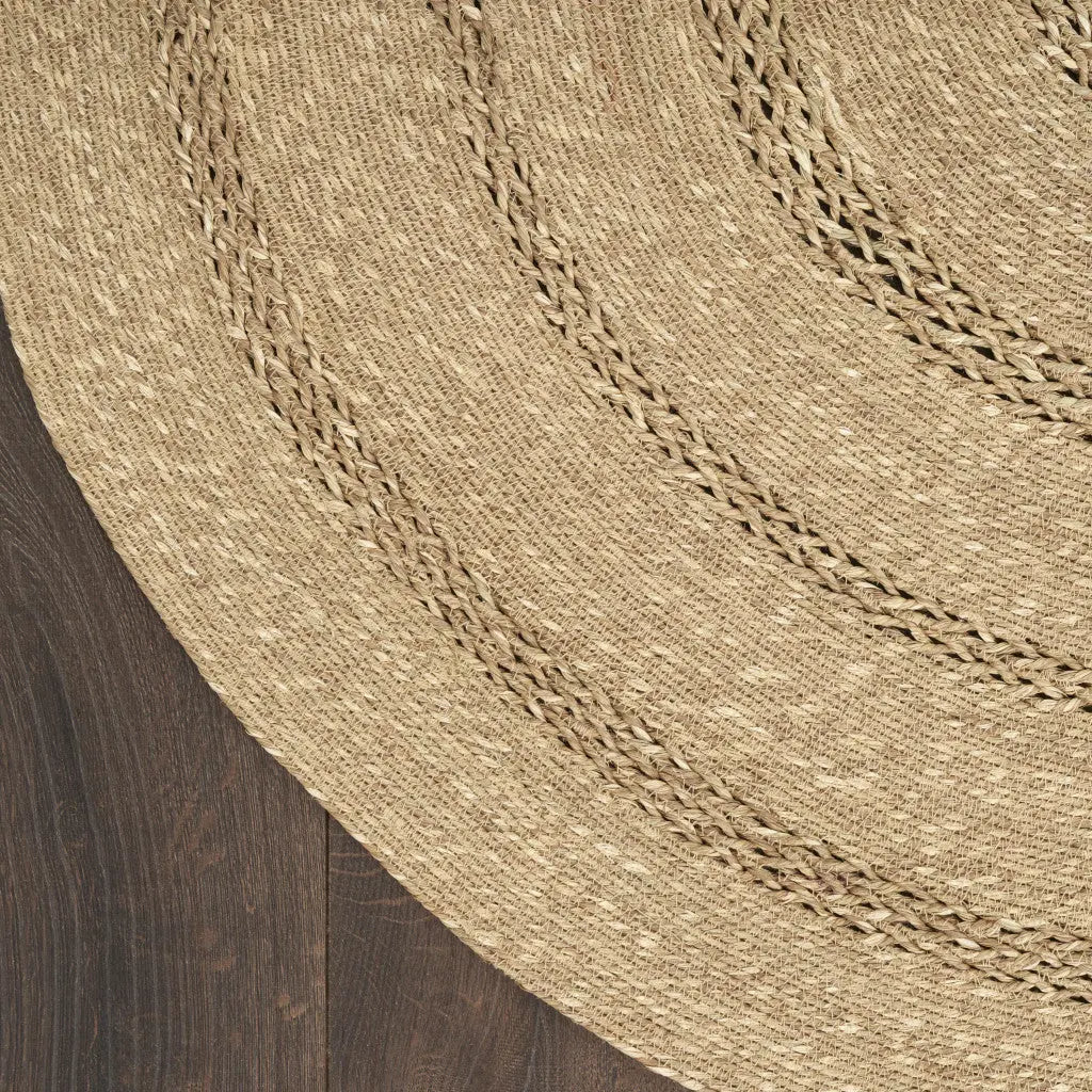 3' Natural And Brown Round Handmade Indoor Outdoor Area Rug Homeroots Outdoor