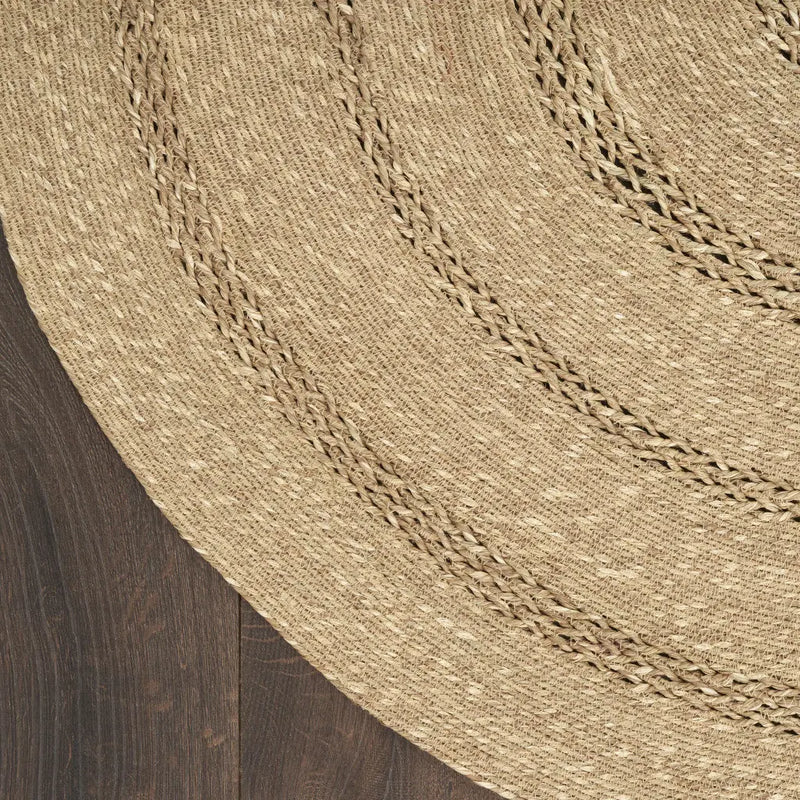 3' Natural And Brown Round Handmade Indoor Outdoor Area Rug Homeroots Outdoor