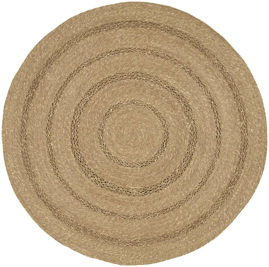 3' Natural And Brown Round Handmade Indoor Outdoor Area Rug Homeroots Outdoor