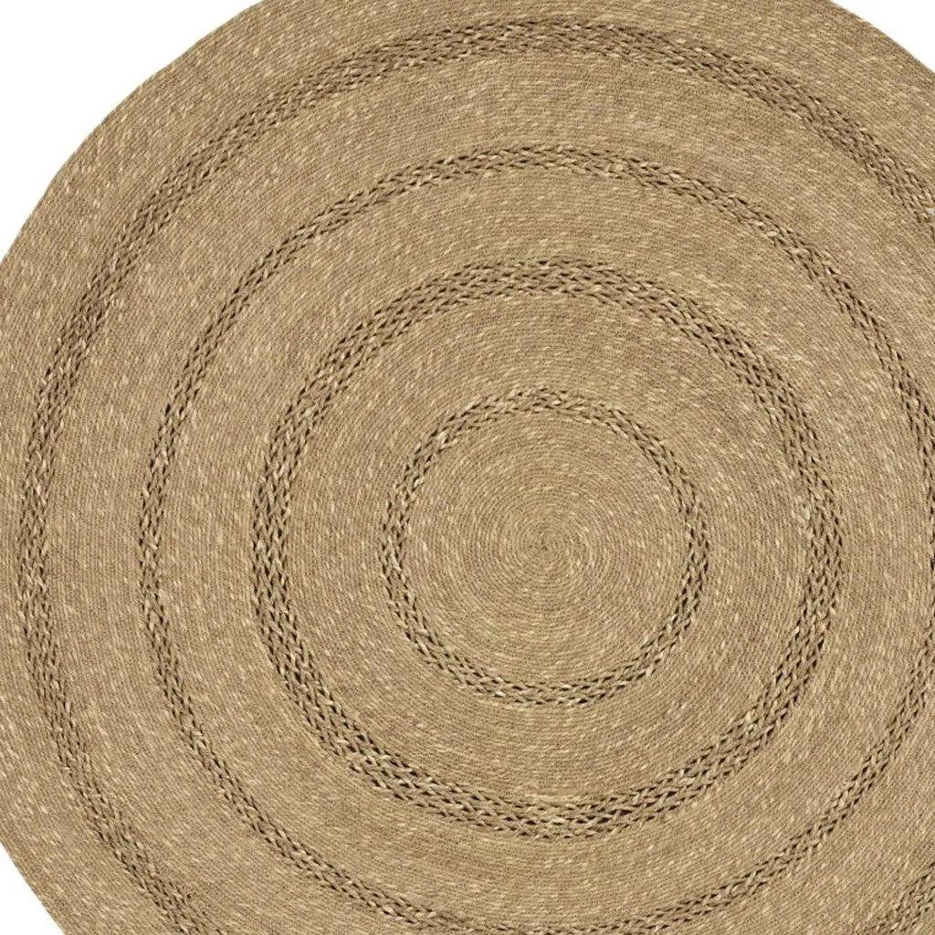 3' Natural And Brown Round Handmade Indoor Outdoor Area Rug Homeroots Outdoor