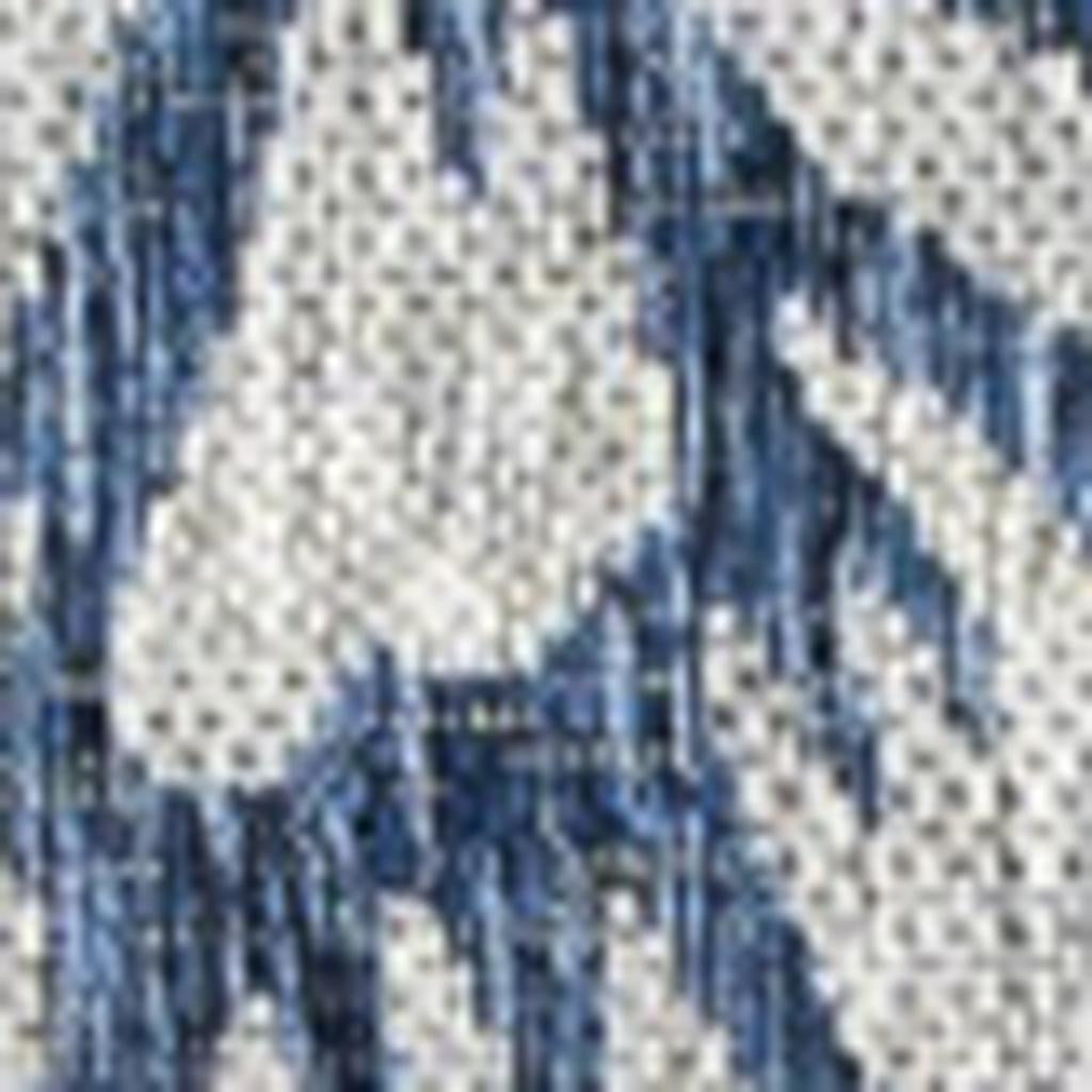 3' Navy Blue And Aqua Square Floral Indoor Outdoor Area Rug - GreatEagleInc