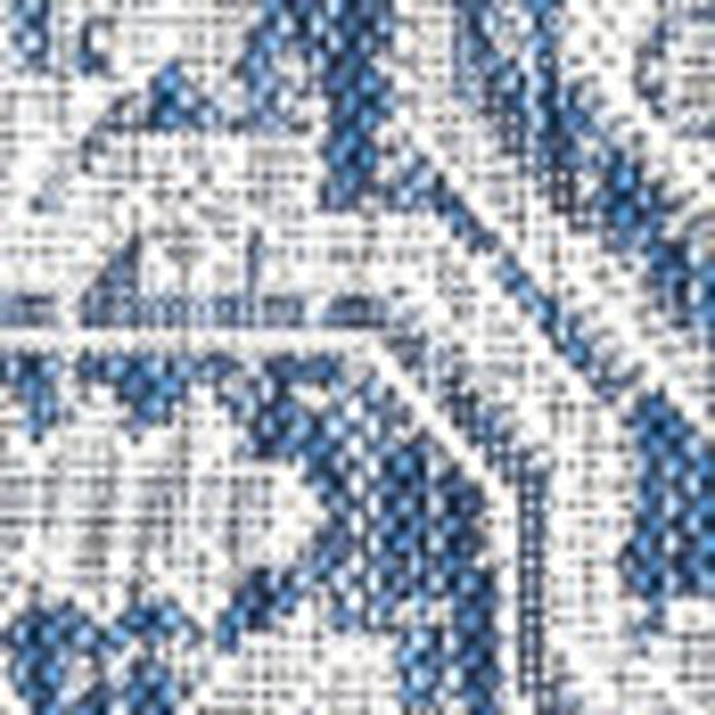 3' Navy Blue And Gray Square Medallion Indoor Outdoor Area Rug - GreatEagleInc