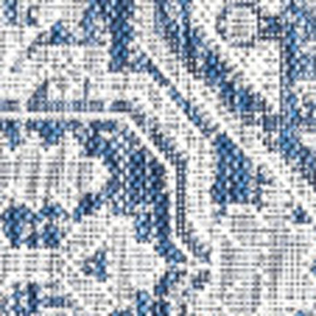 3' Navy Blue And Gray Square Medallion Indoor Outdoor Area Rug - GreatEagleInc